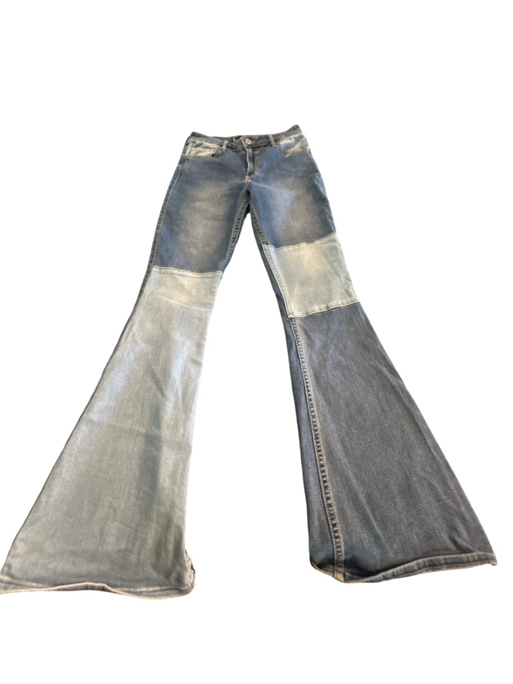 Hollister High-Rise Vintage Flare Jeans Patchwork Colorblock Wide Leg Size 3R